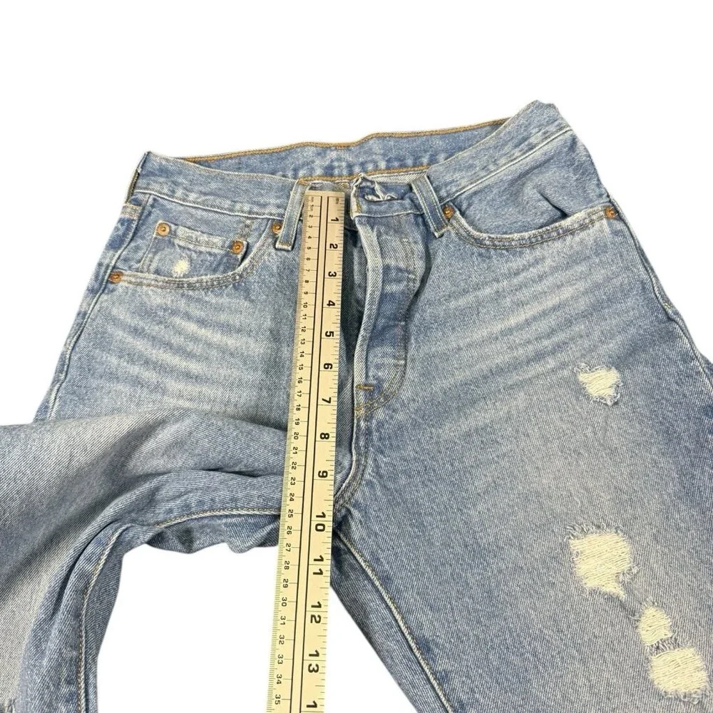 Levi's 501 Jeans 27x30 Blue Light Wash Button Fly S110783 Distressed
